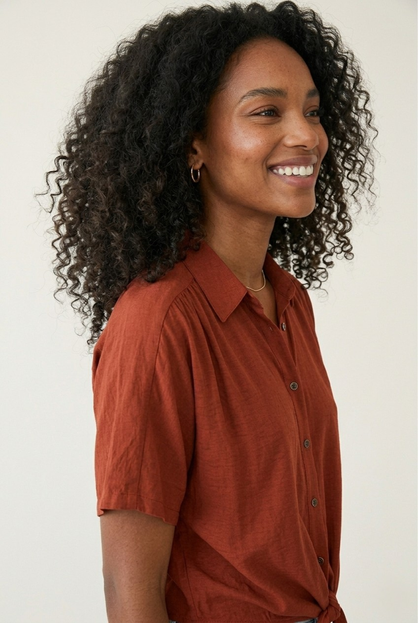 Ocre Tie-Front Shirt