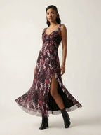 Sauvage Ruffle Trim Mesh Maxi Dress
