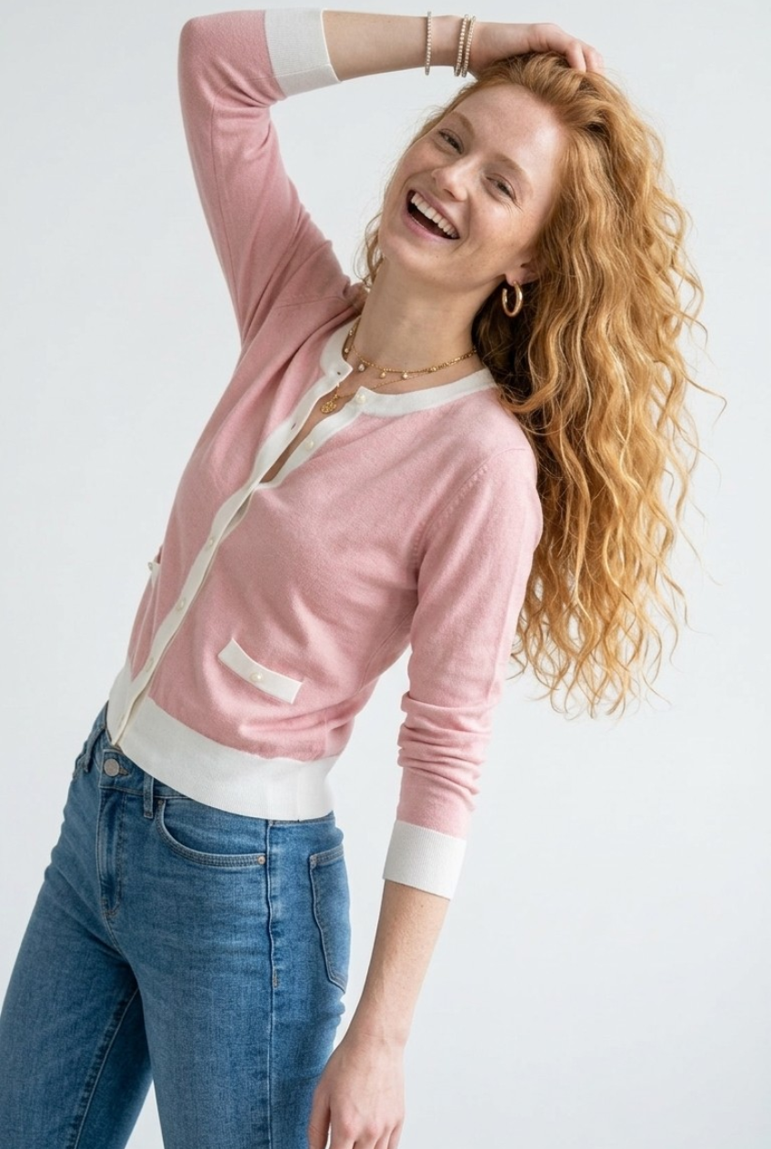 Galon Contrast Trim Cardigan