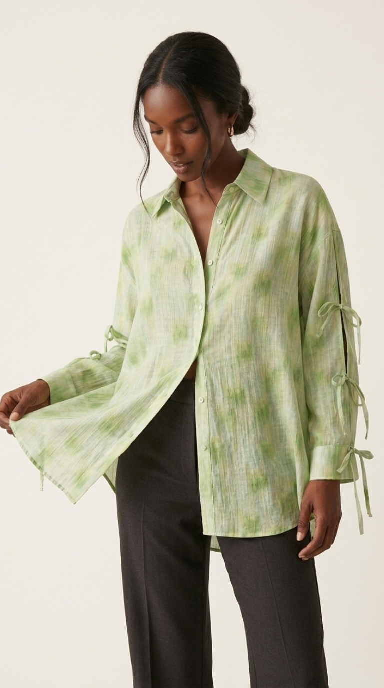 Aquarelle Tie Sleeve Blouse