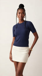 Câble Fine Knit Crew Neck