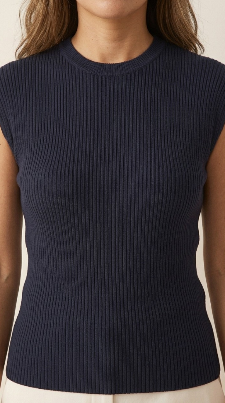 Collet Ribbed Sleeveless Sweater