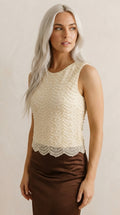 Nacre Beaded Scallop Blouse