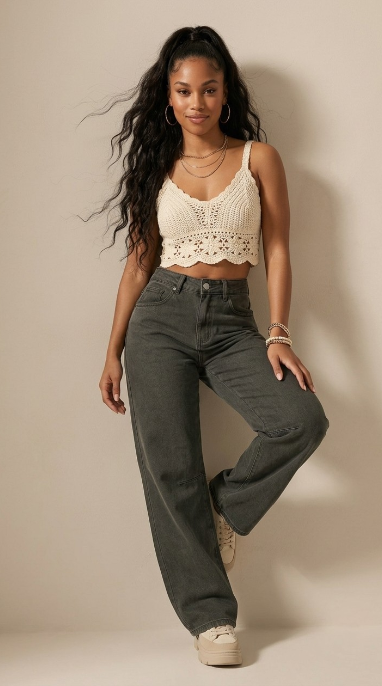 Genou Wide Leg Jeans