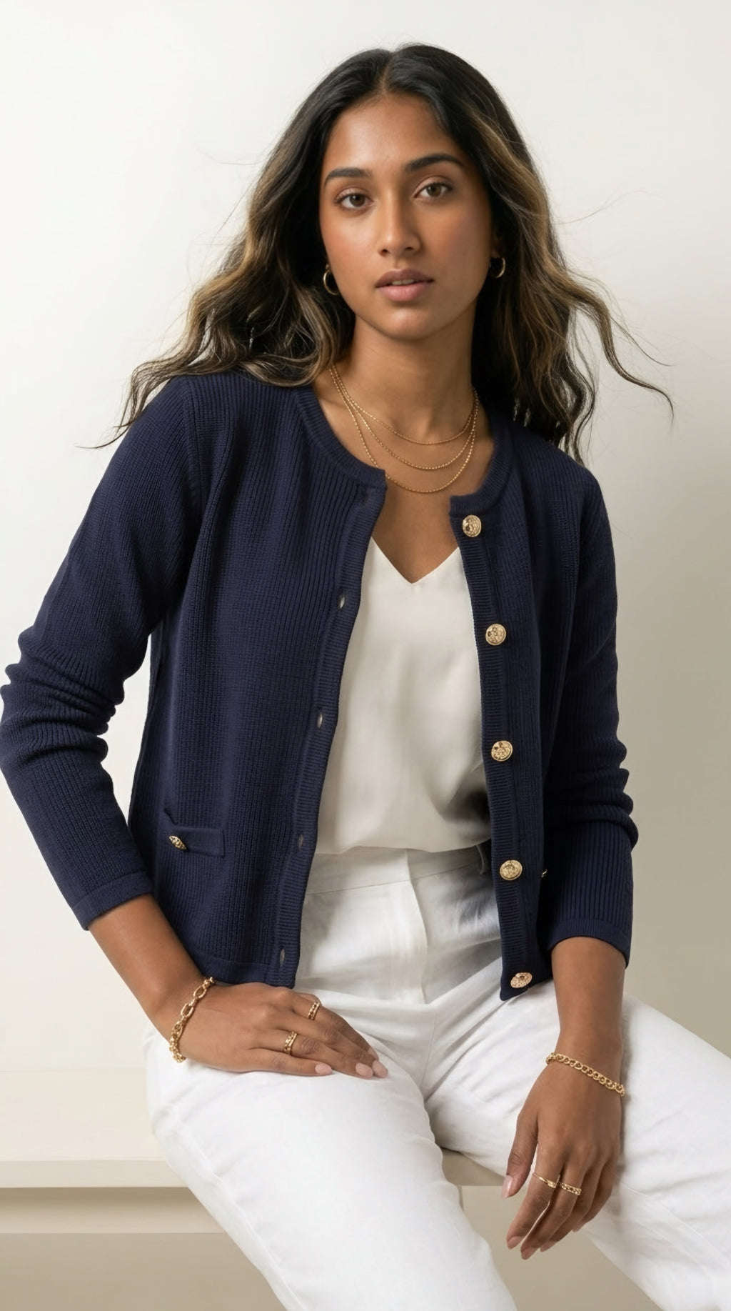 Dorée Gold Button Cardigan