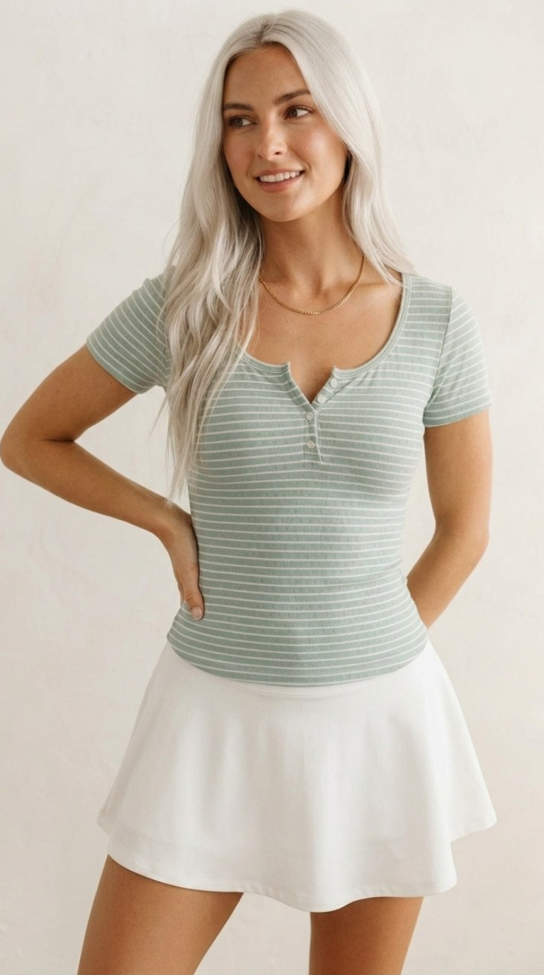 Sauge Pointelle Henley Top