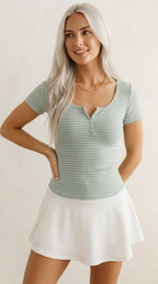 Sauge Pointelle Henley Top