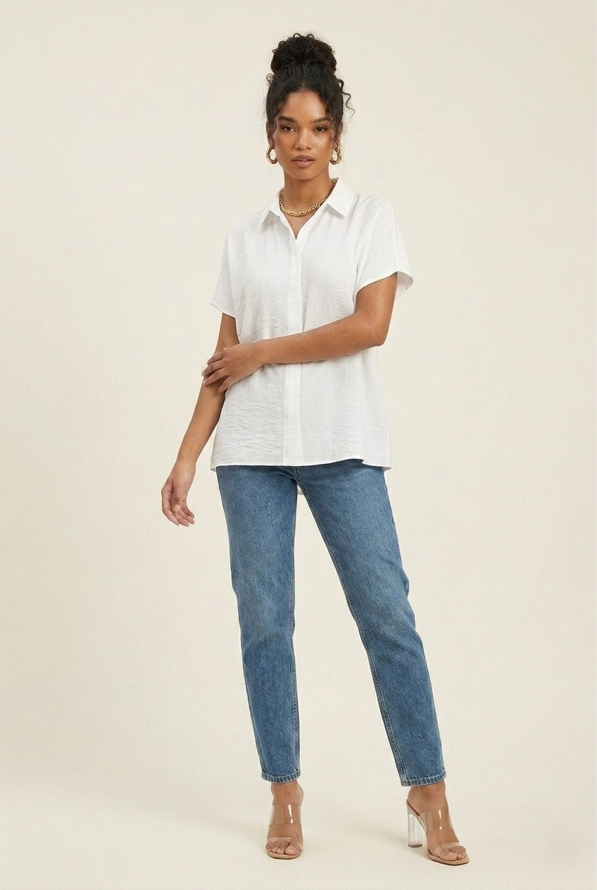 Crêpe Textured Collared Shirt