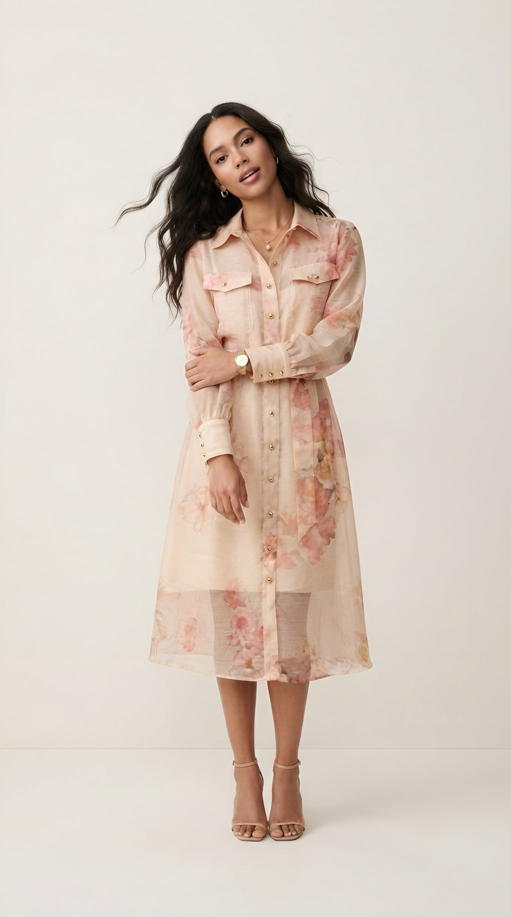 Jardin Floral Midi Shirt Dress