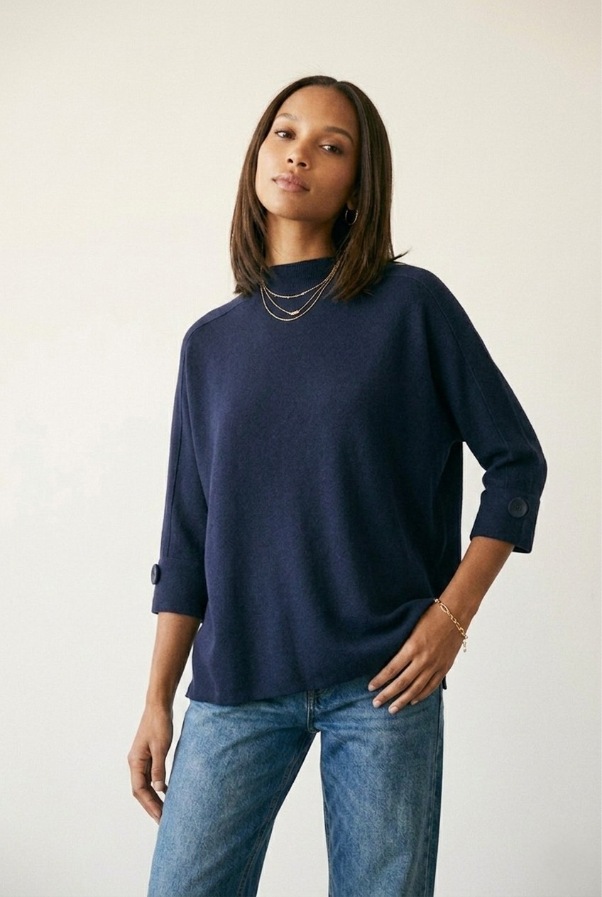 Nacelle Button Sleeve Knit Sweater