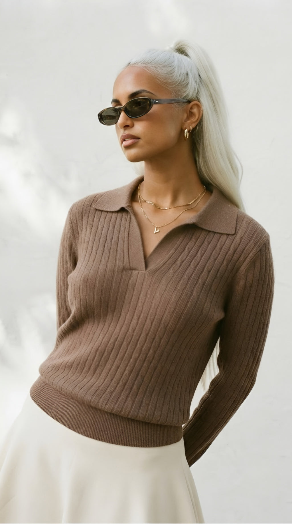 Câble Polo Knit Sweater