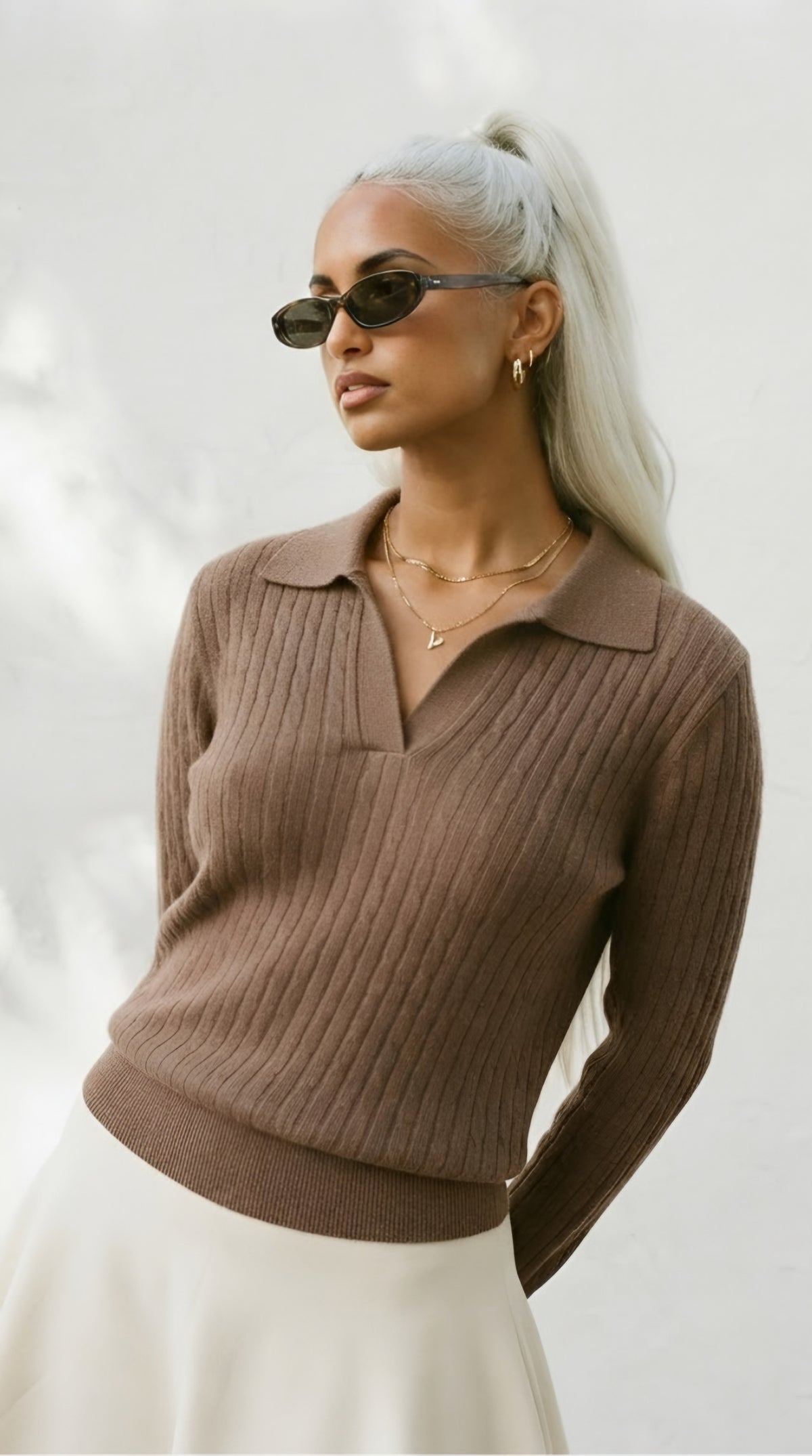 Câble Polo Knit Sweater