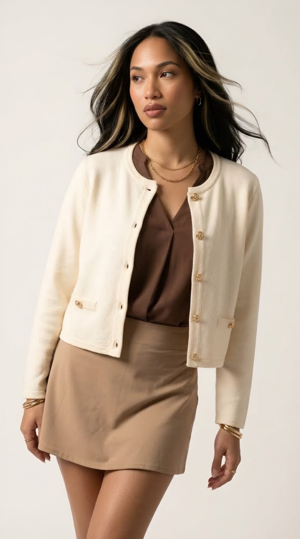 Dorée Gold Button Cardigan