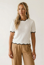 Œillet Contrast Trim Knit Top