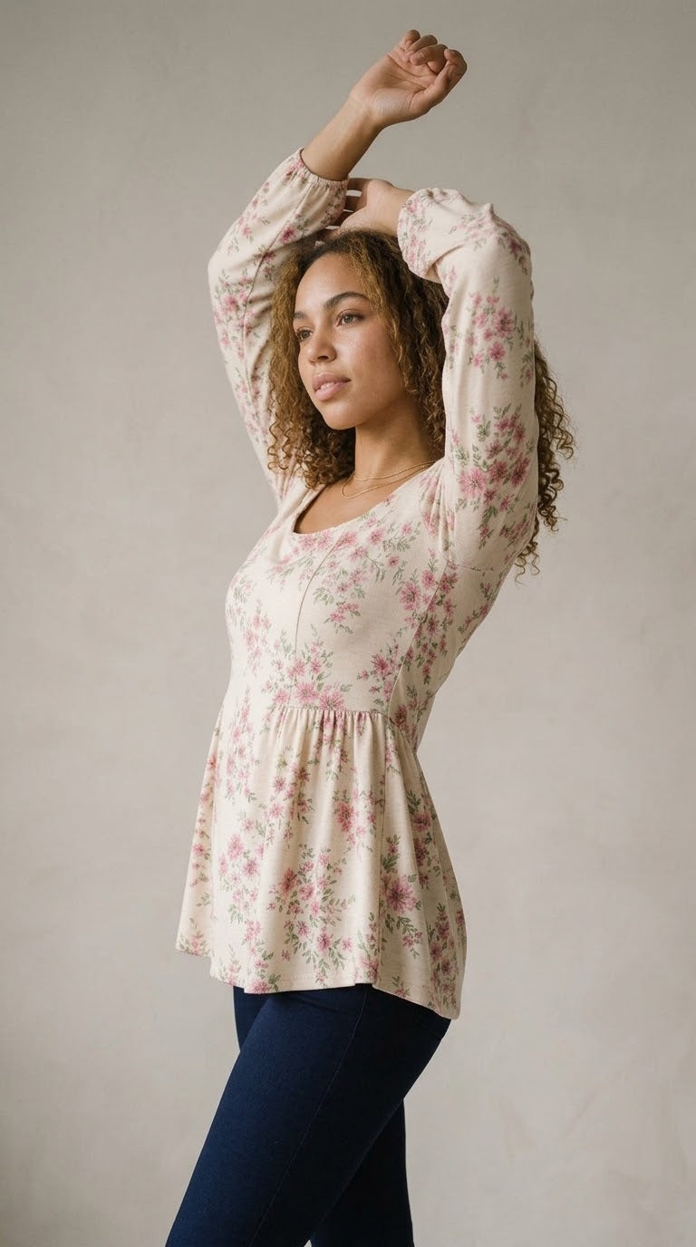 Cerisier Peplum Floral Blouse