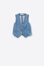 Gilet Denim Button Vest