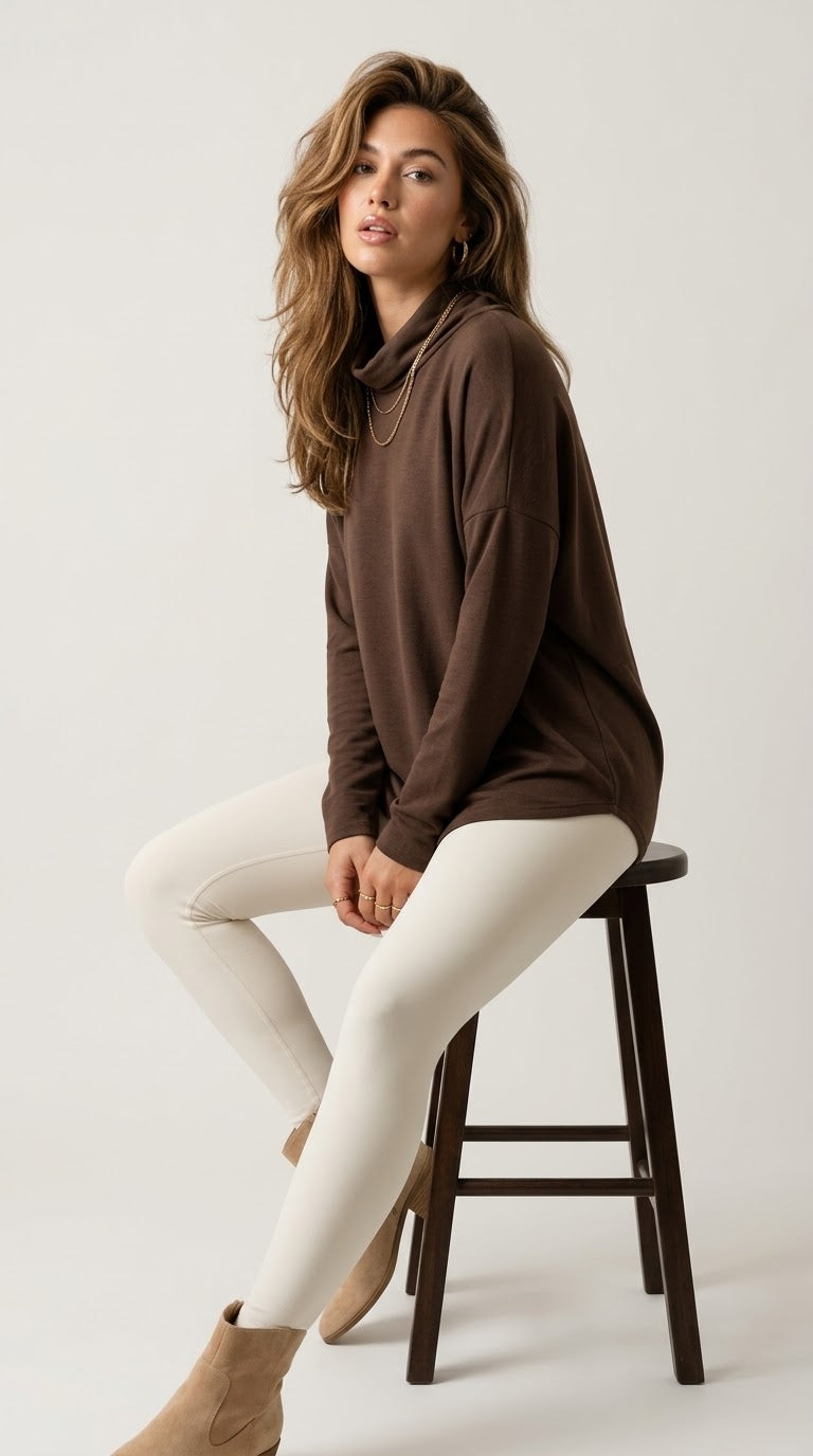 Détente Chocolate Cowl Neck Pullover