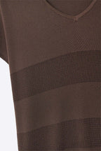Onde Brown Stripe Texture Knit Sweater