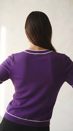 Fil Fine Knit Contrast Trim Sweater