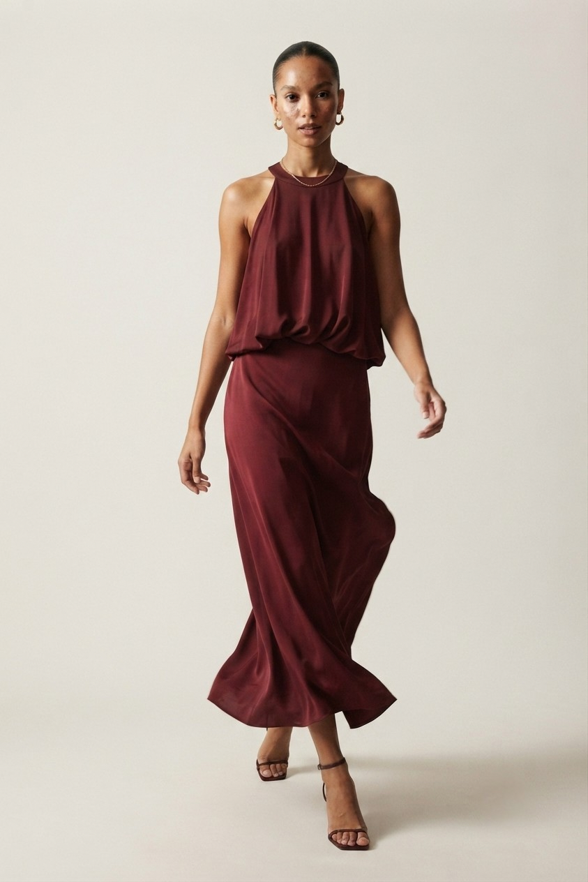 Sérénade Bow Back Halter Maxi Dress