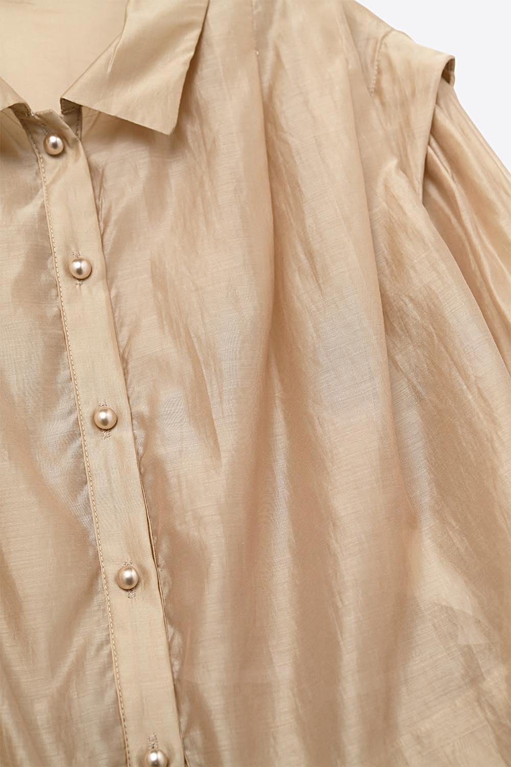 Soie Tencel Balloon Sleeve Blouse