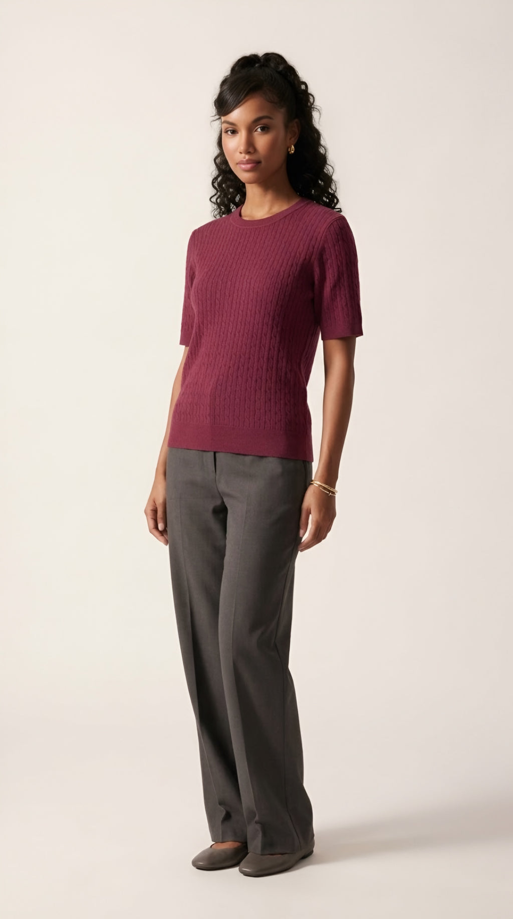 Câble Fine Knit Crew Neck