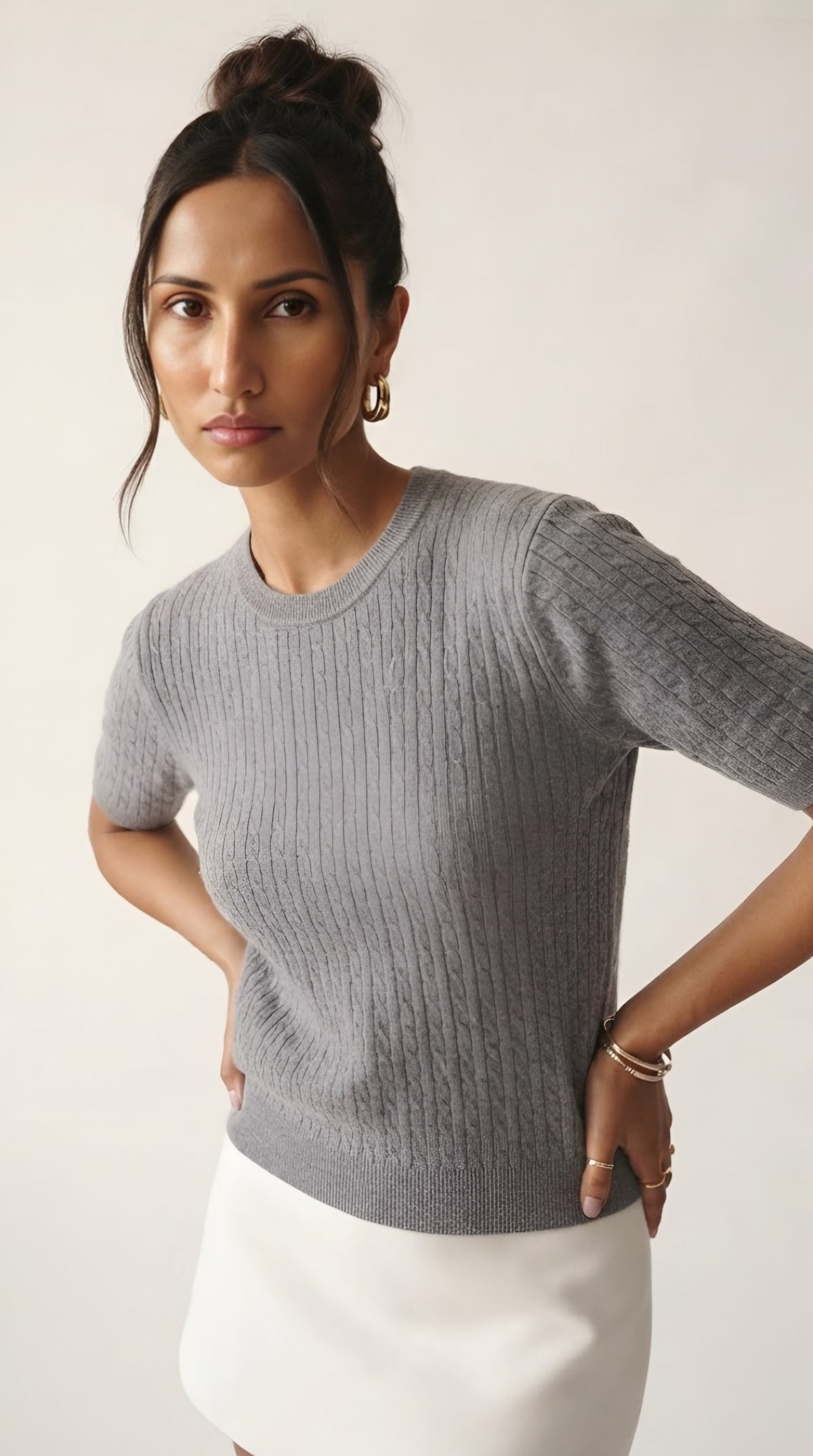 Câble Fine Knit Crew Neck