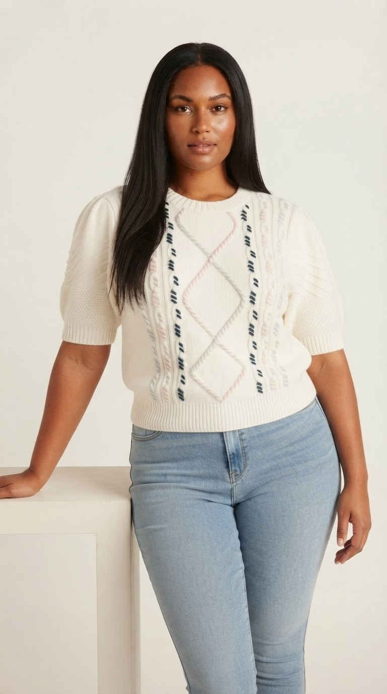 Torsade Cable Knit Puff Top