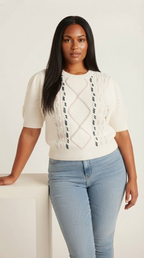 Torsade Cable Knit Puff Top