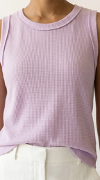 Alvéole Lilac Round Neck Waffle Tank