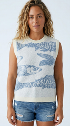 Poisson Fish Pattern Knit Vest