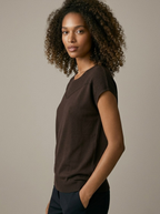 Nervuré Brown Cap Sleeve Knit Sweater