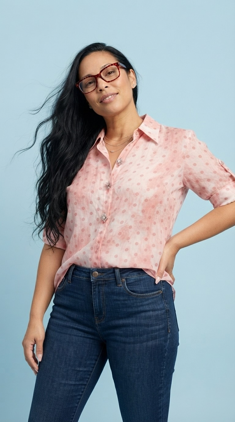 Cristal Polka-Dot Chiffon Shirt