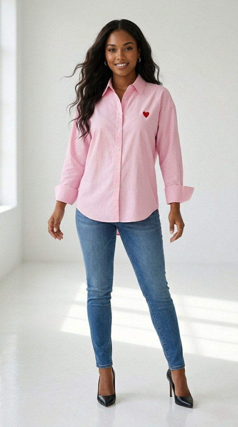 Cœur Embroidered Button Shirt
