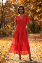 Ballon Rouge Tiered Maxi Dress