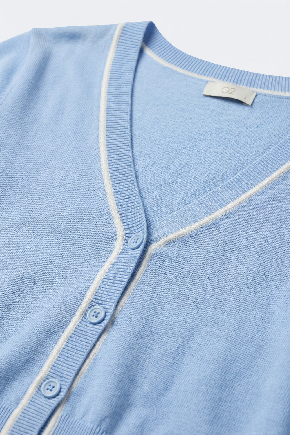 Contour Baby Blue Contrast Trim Cardigan