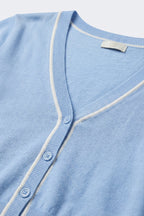 Contour Baby Blue Contrast Trim Cardigan