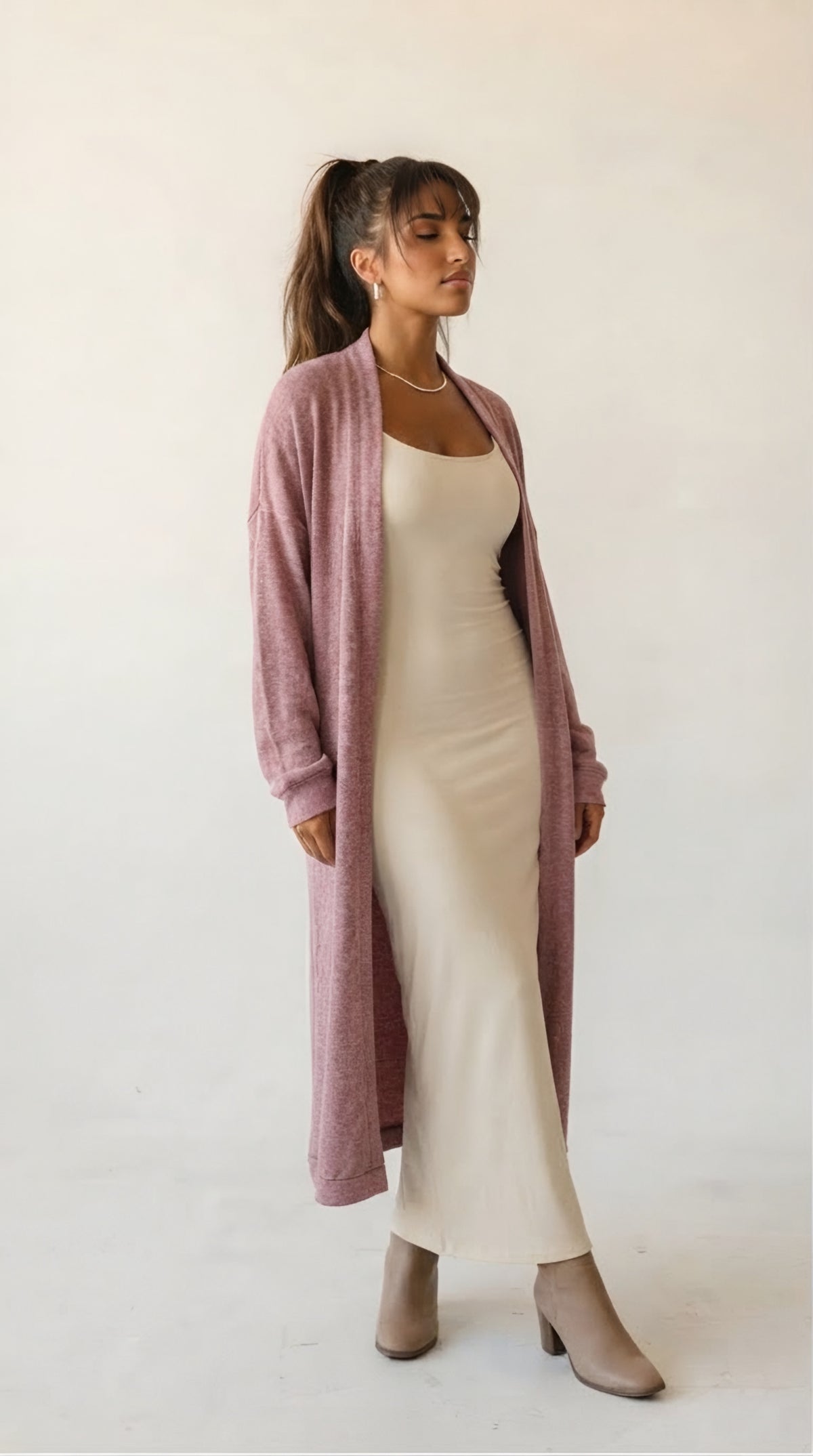 Dérivent Cardigan Ouvert — Rose Cachemire
