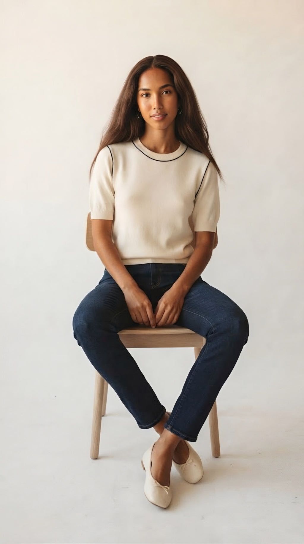 Nervuré Cap Sleeve Knit Sweater