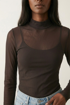 Résille Mesh Mock Neck Bodysuit