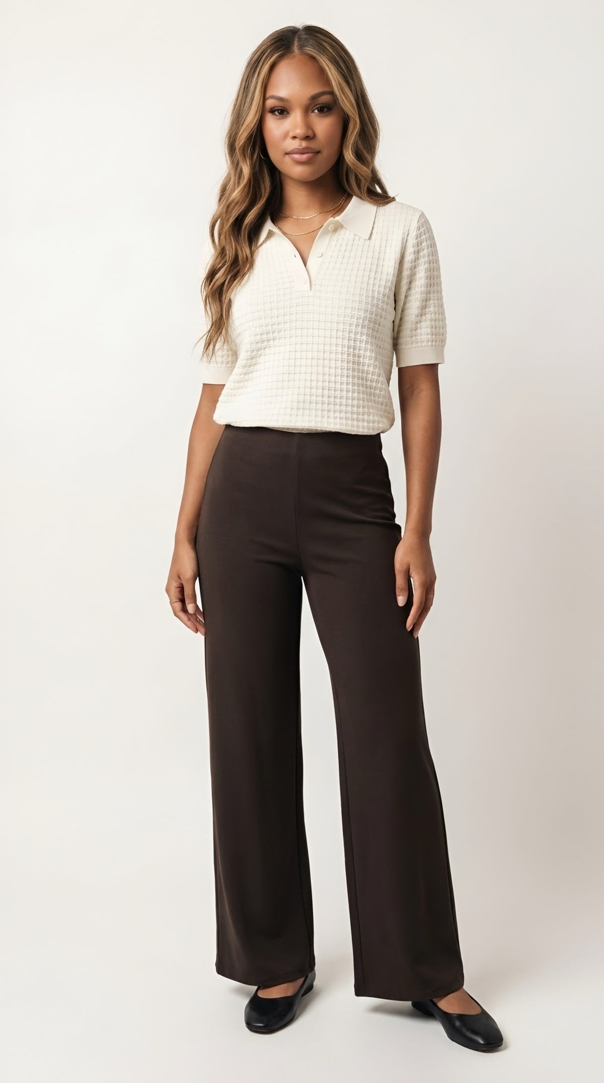Fluide Stretch Knit Wide Leg Pants