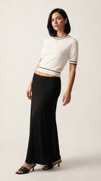 Fil Fine Knit Contrast Trim Sweater