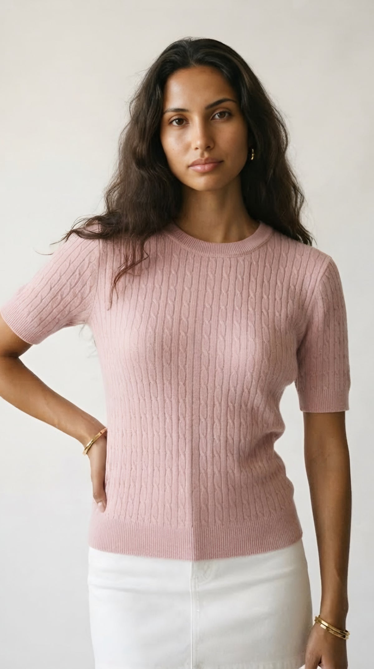 Câble Fine Knit Crew Neck