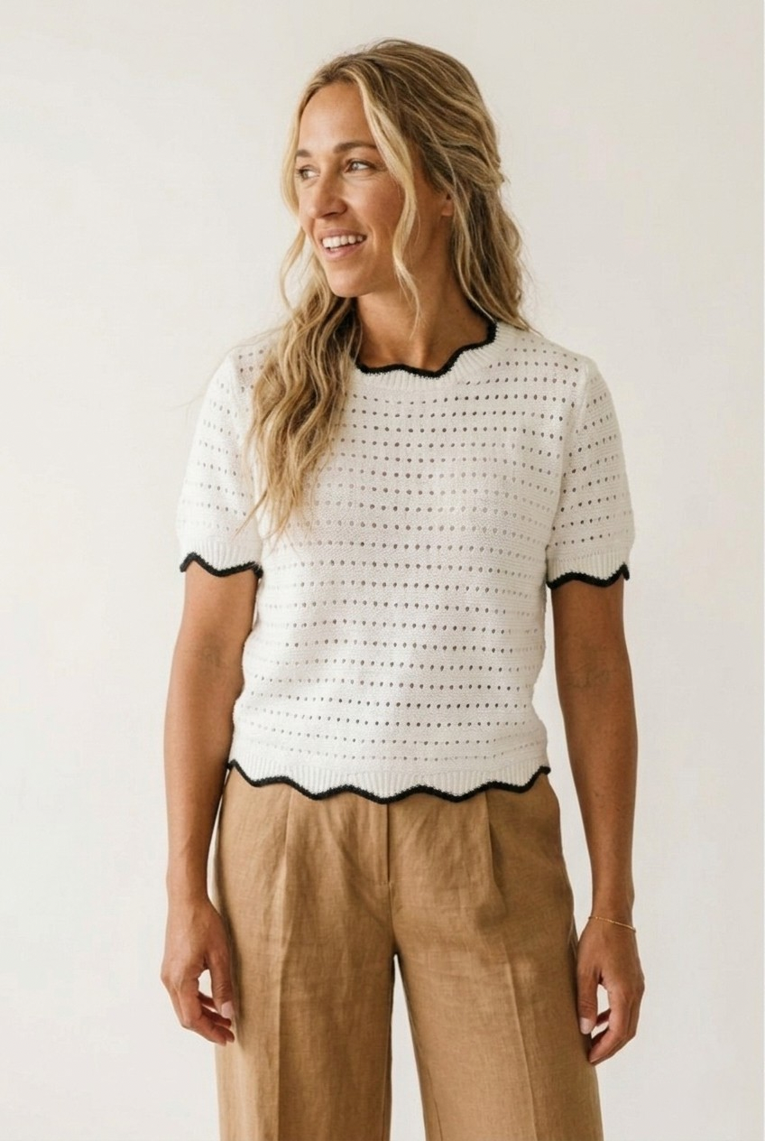 Œillet Contrast Trim Knit Top