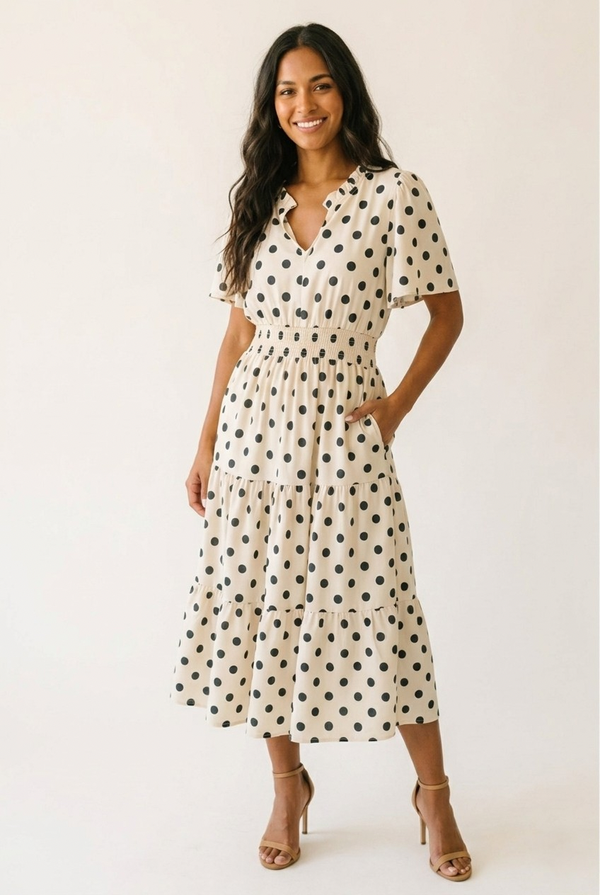 Cloche Bell Sleeve Midi Dress