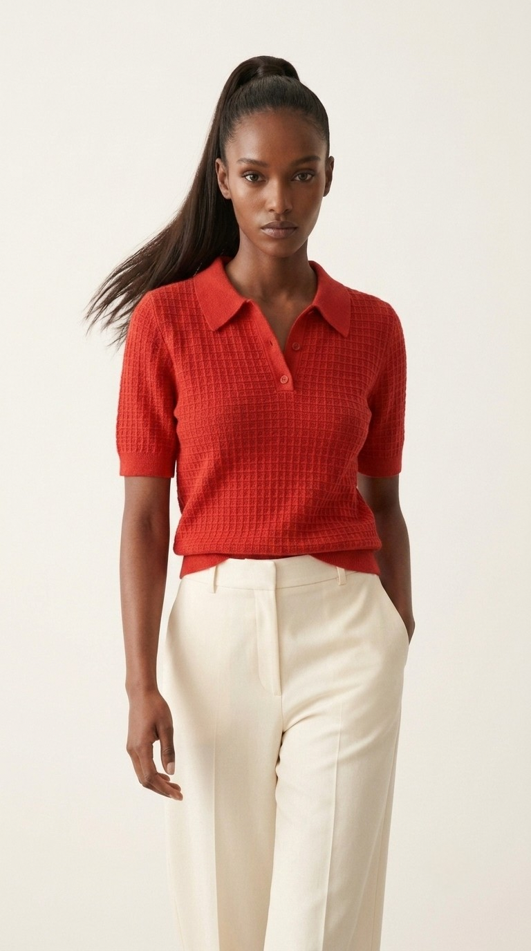 Tricot Textured Knit Polo Shirt