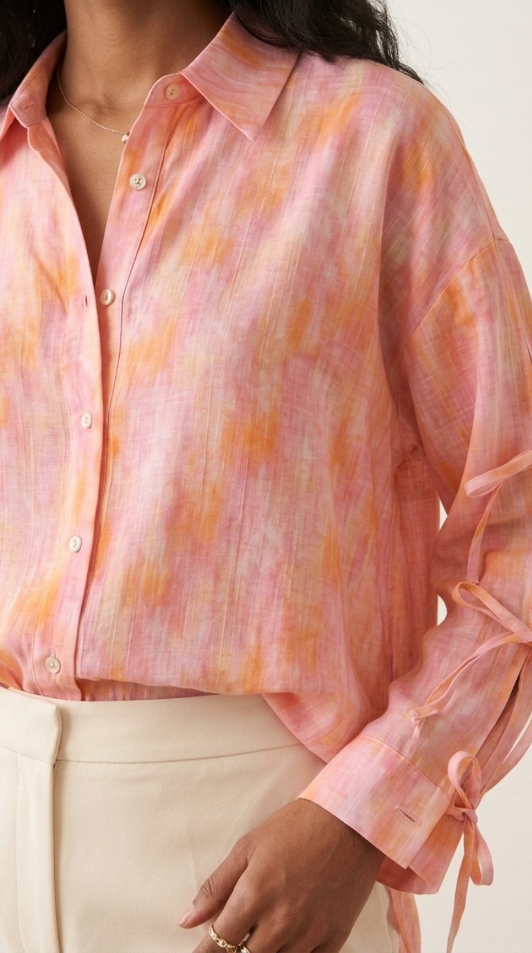 Aquarelle Tie Sleeve Blouse