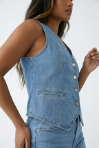 Gilet Denim Button Vest