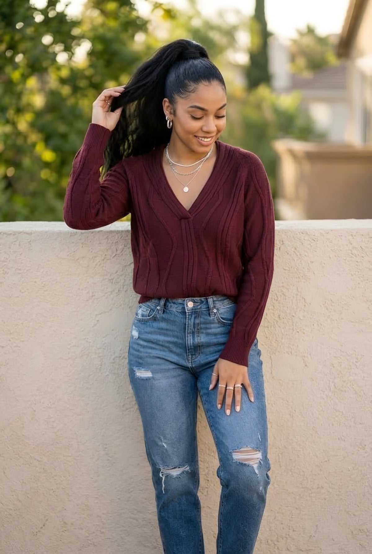 Vague Wave Knit Sweater