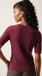 Câble Fine Knit Crew Neck